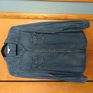 Women's blue jean button down top